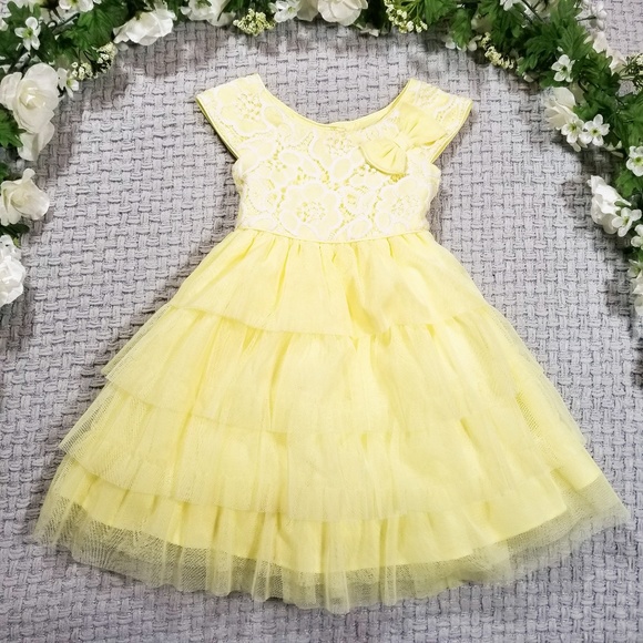 Jona Michelle Other - 2/$28 Jona Michelle yellow lace ruffle layer dress